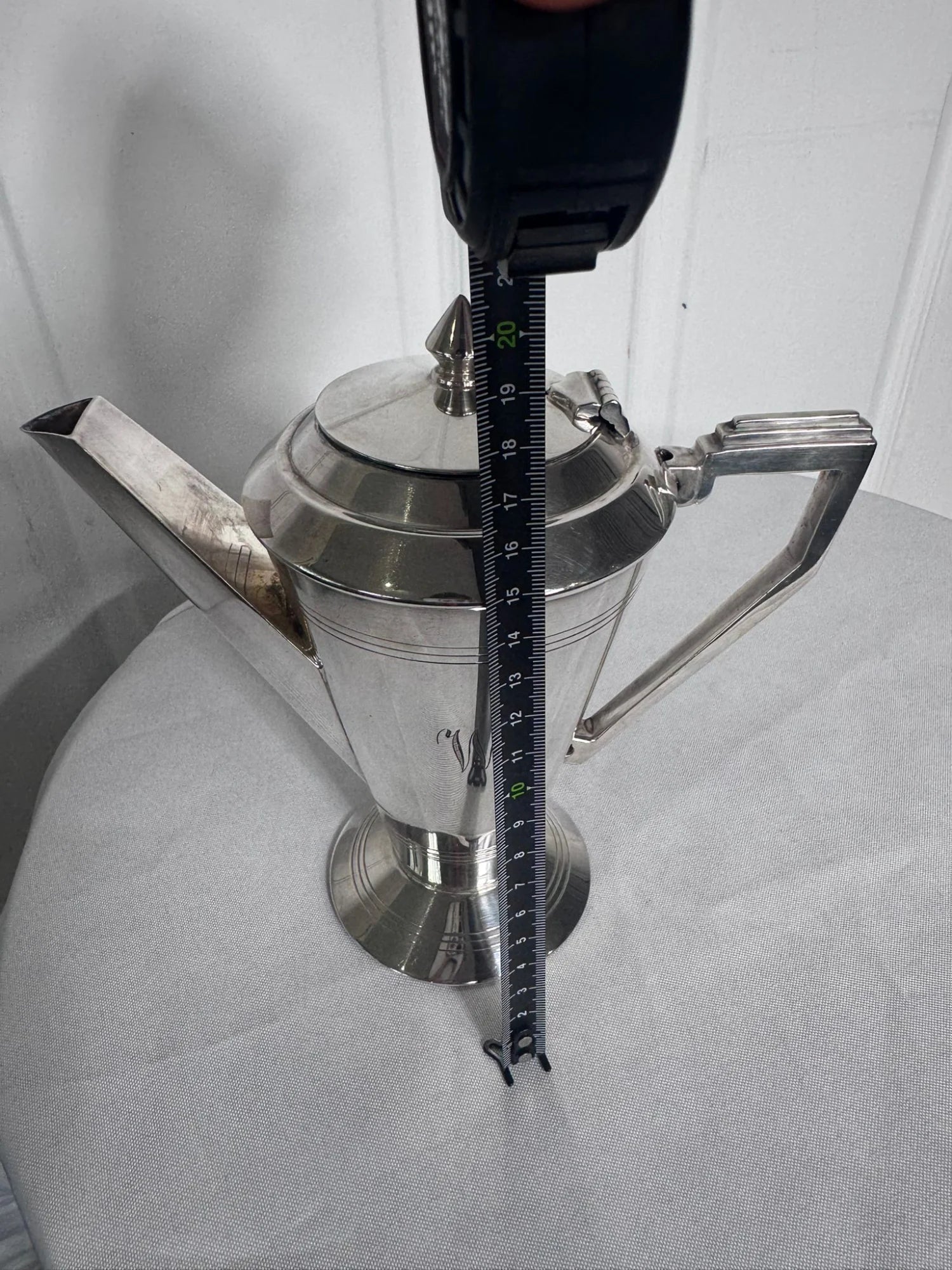 Vintage Art Deco Silver Plated Coffee Pot - Elegant Monogrammed Design - Image 8
