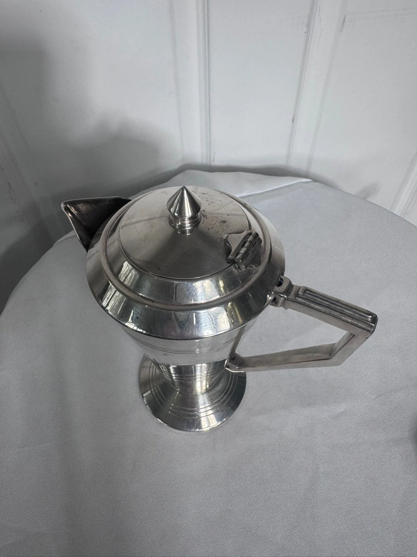 Vintage Art Deco Silver Plated Coffee Pot - Elegant Monogrammed Design - Image 4