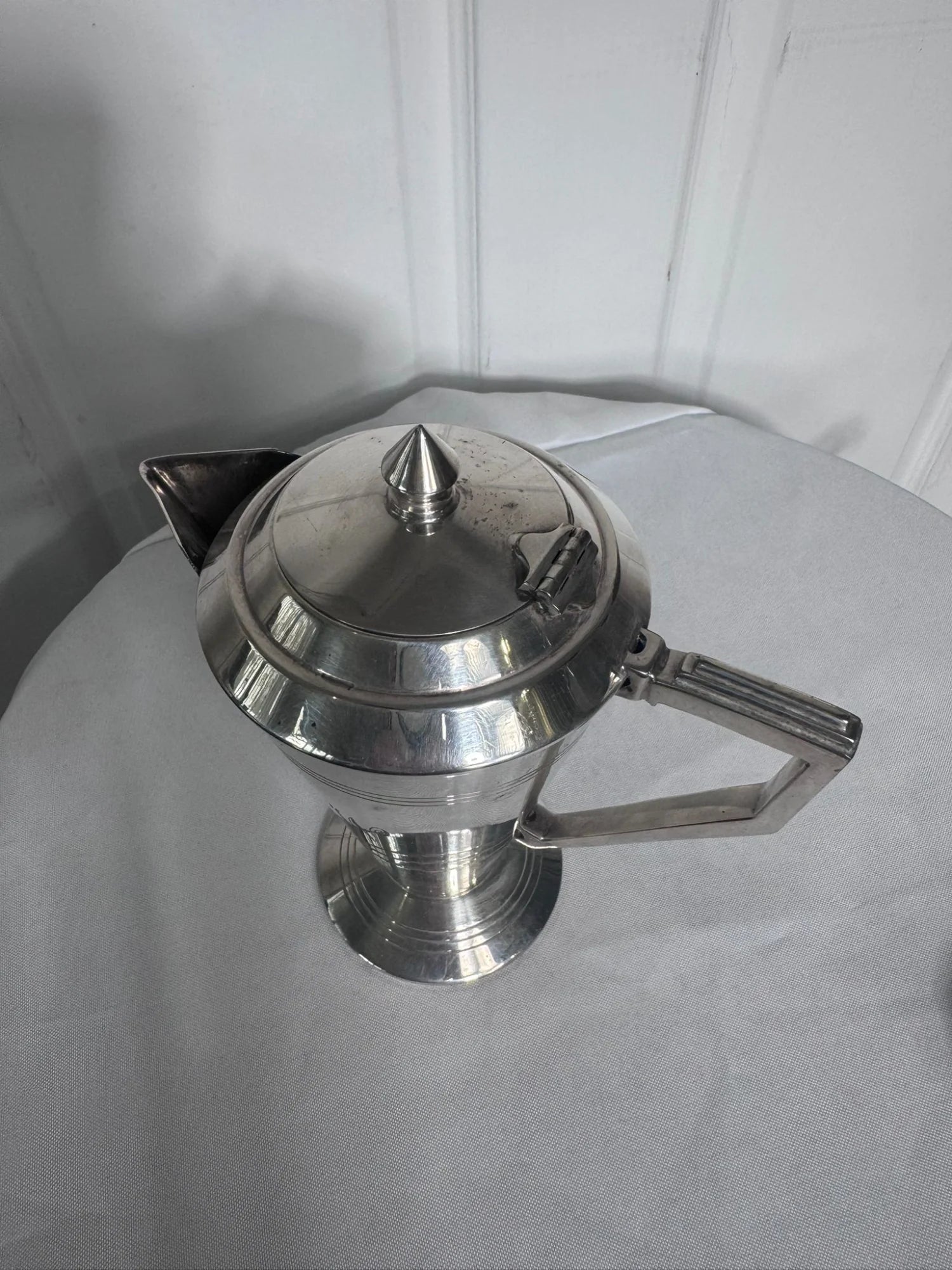 Vintage Art Deco Silver Plated Coffee Pot - Elegant Monogrammed Design - Image 4