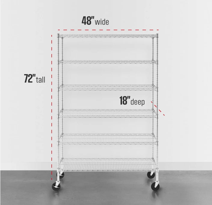 Industrial Chrome Wire Shelving Unit - 6 Tier Heavy Duty Storage - Image 2