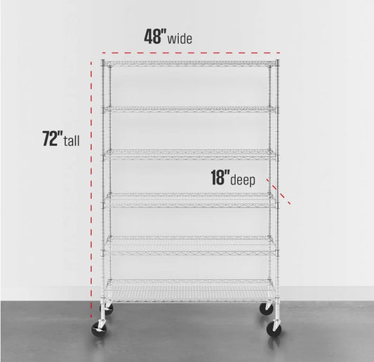 Industrial Chrome Wire Shelving Unit - 6 Tier Heavy Duty Storage - Image 2