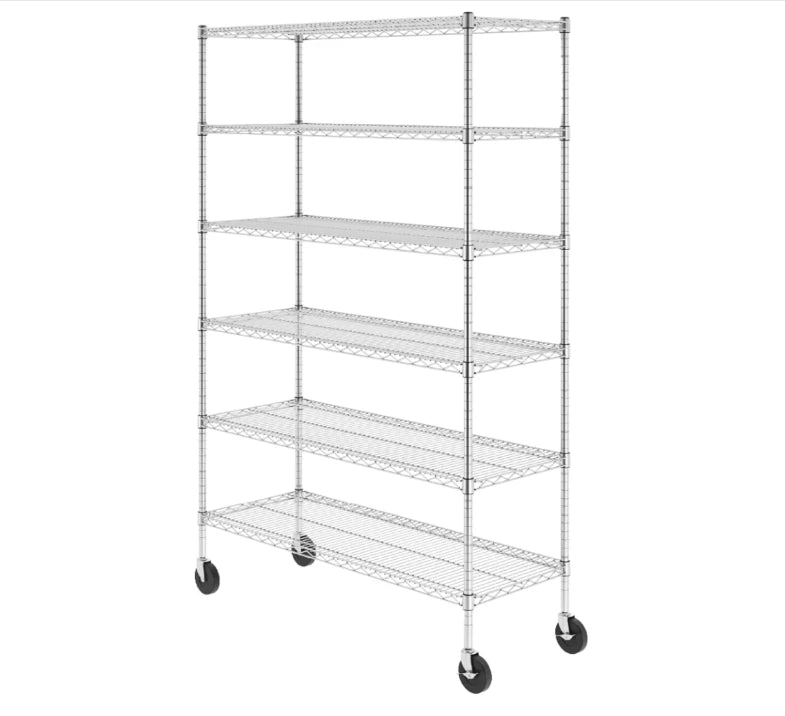 Industrial Chrome Wire Shelving Unit - 6 Tier Heavy Duty Storage - Image 1