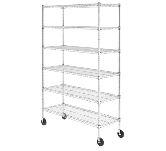 Industrial Chrome Wire Shelving Unit - 6 Tier Heavy Duty Storage - Image 1