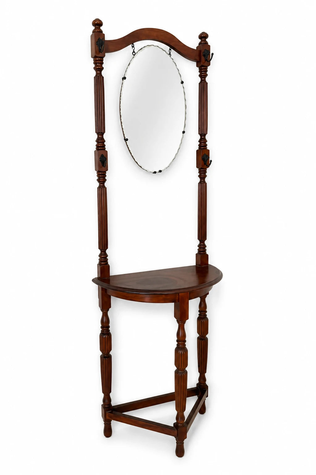 Vintage Victorian Style Wooden Hall Stand with Bevelled Mirror and Coat Hooks - Image 1