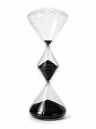 Modern Diamond-Shaped Glass Hourglass with Black Sand - Image 1