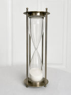 Large Decorative Hourglass - Brushed Metal Frame & White Sand 40cm - Image 1