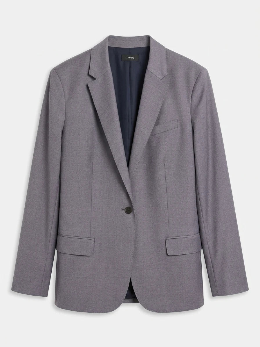 Theory Staple Blazer in Grey Virgin Wool Size 10 - Image 1