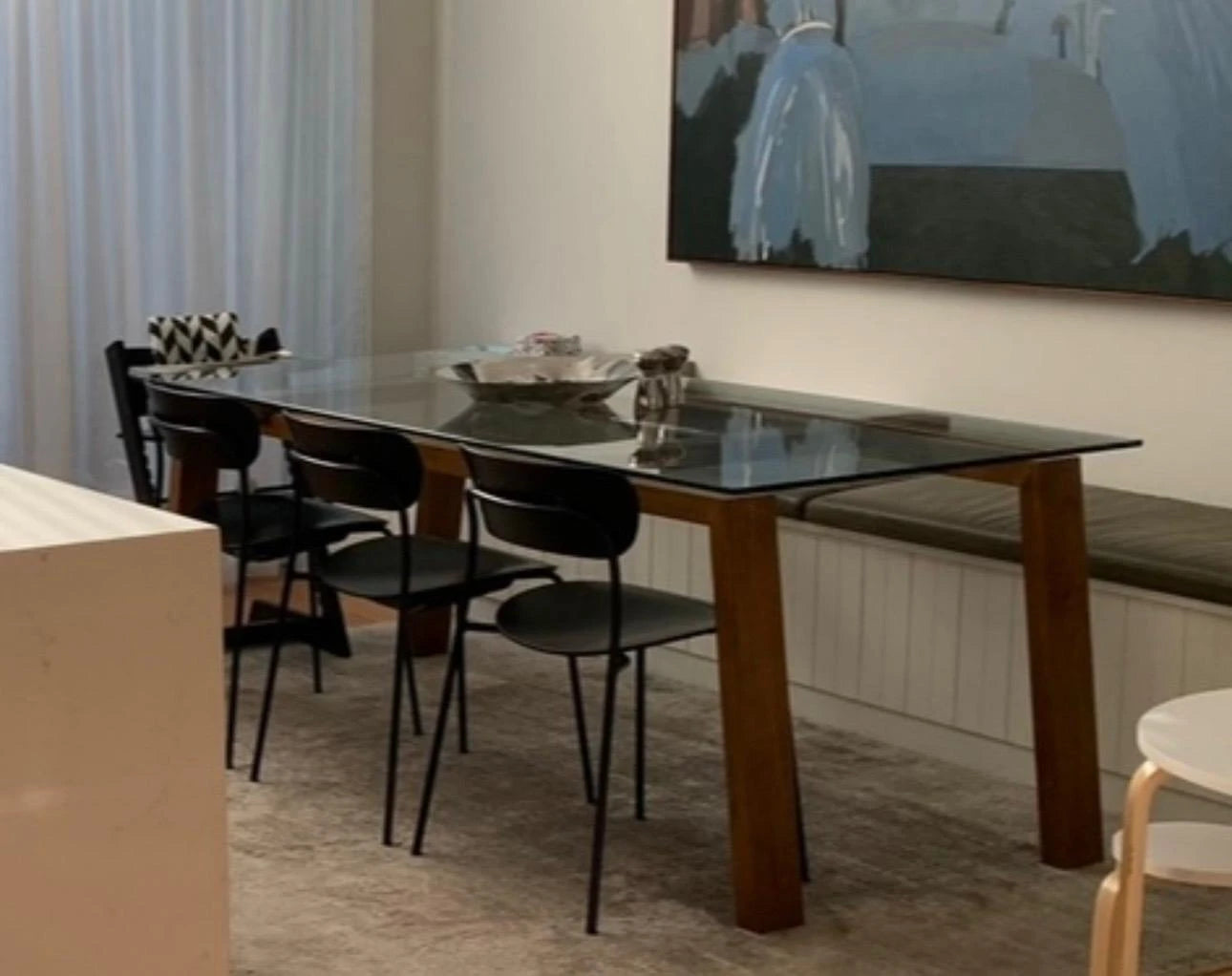 Ethnicraft Solid Oak Dining Table with Glass Top 180cm - Image 1