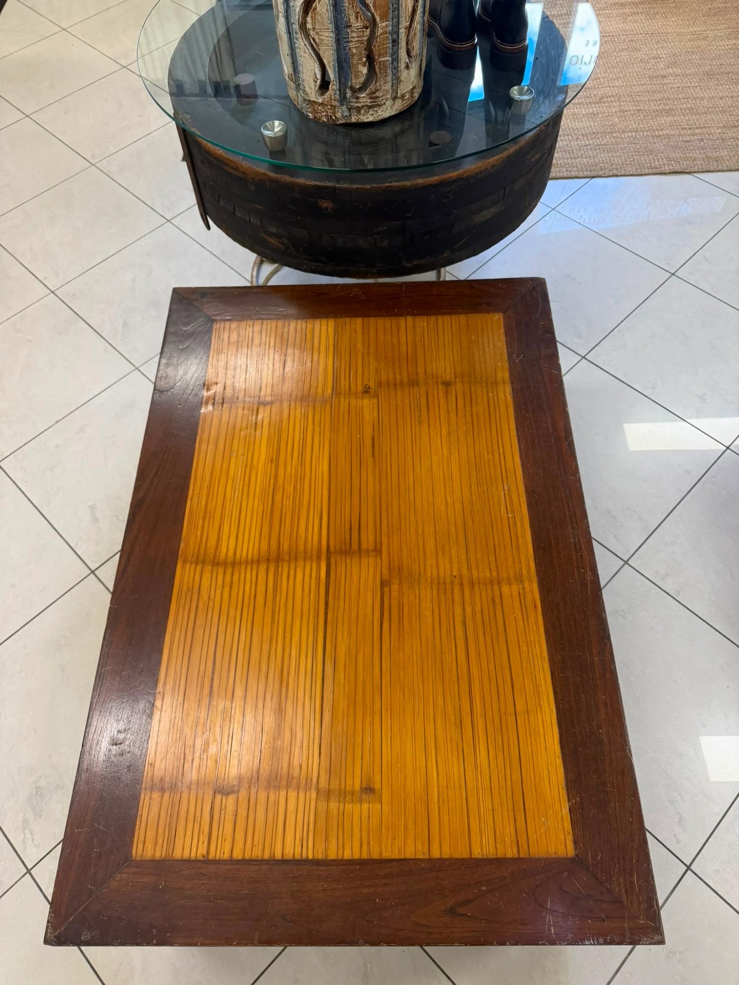 Vintage Mid-Century Modern Two-Tier Coffee Table Solid Wood - Image 2