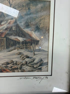 Dixon C. Bailey Signed Winter Cabin Watercolor Print 1986 Framed Art - Image 2