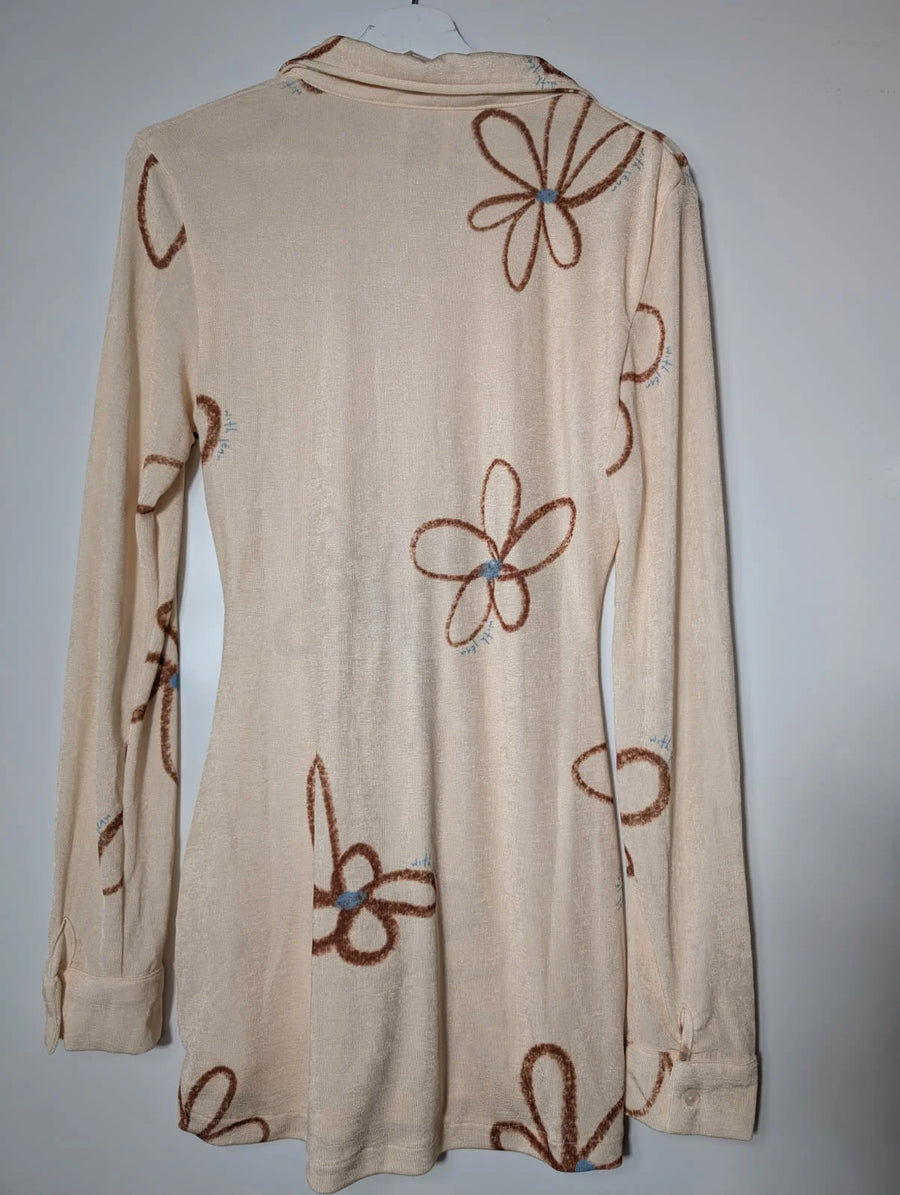 One Little Day Knit Dress Cream Floral Detail One Size - Image 3
