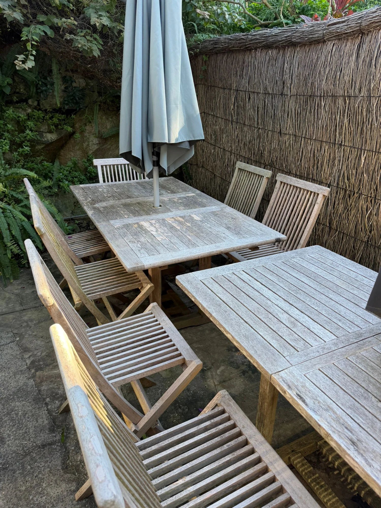Teak Outdoor Dining Set - 2 Tables & 14 Folding Chairs - Image 7