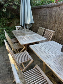 Teak Outdoor Dining Set - 2 Tables & 14 Folding Chairs - Image 7