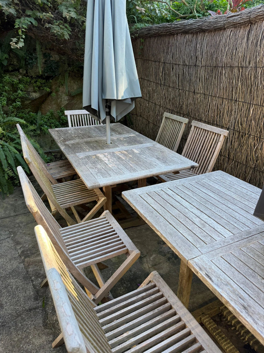 Teak Outdoor Dining Set - 2 Tables & 14 Folding Chairs - Image 7