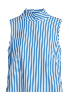 Vineyard Vines Sleeveless Mock Neck Striped Top Blue and White - Image 3