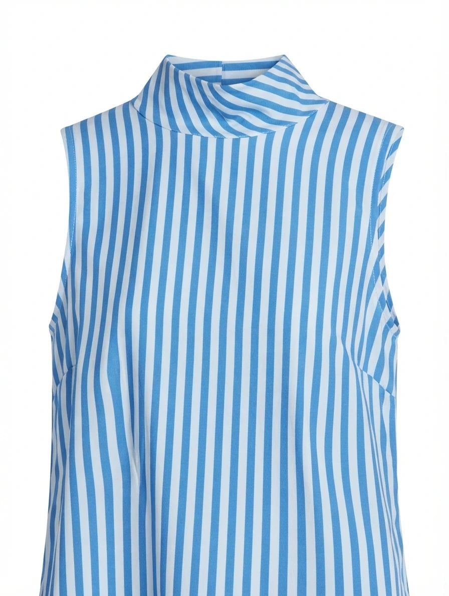 Vineyard Vines Sleeveless Mock Neck Striped Top Blue and White - Image 3