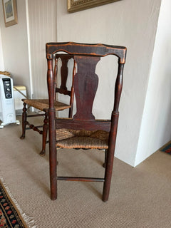 Antique English Oak Spindle Back Chairs Pair Dark Wood - Image 2