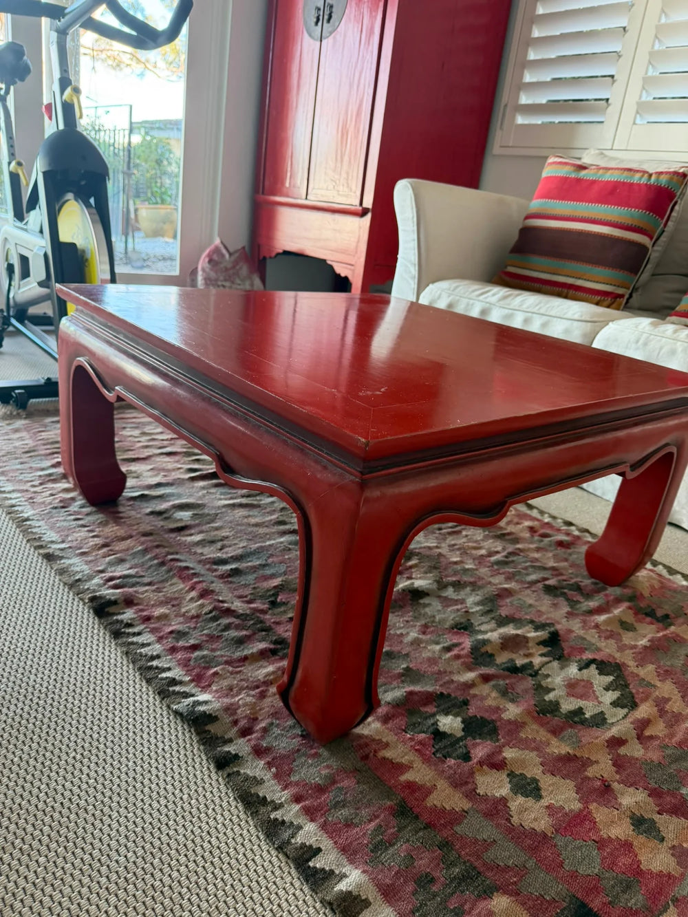 LG Chinese Ming Style Coffee Table Red Lacquer Square - Image 2