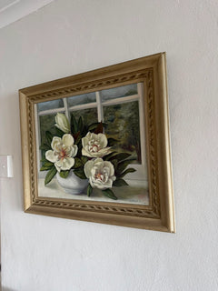 Original Oil Painting Magnolia Grandiflora 1956 Floral Art - Image 4