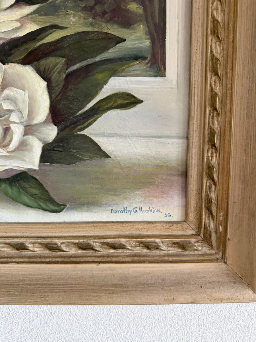 Original Oil Painting Magnolia Grandiflora 1956 Floral Art - Image 5
