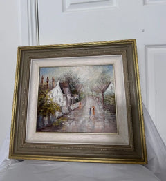 Autumn Showers Framed Oil Painting European Street Scene - Image 3
