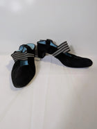 Thierry Rabotin Suede Slingback Heels Black Striped Strap - Image 3