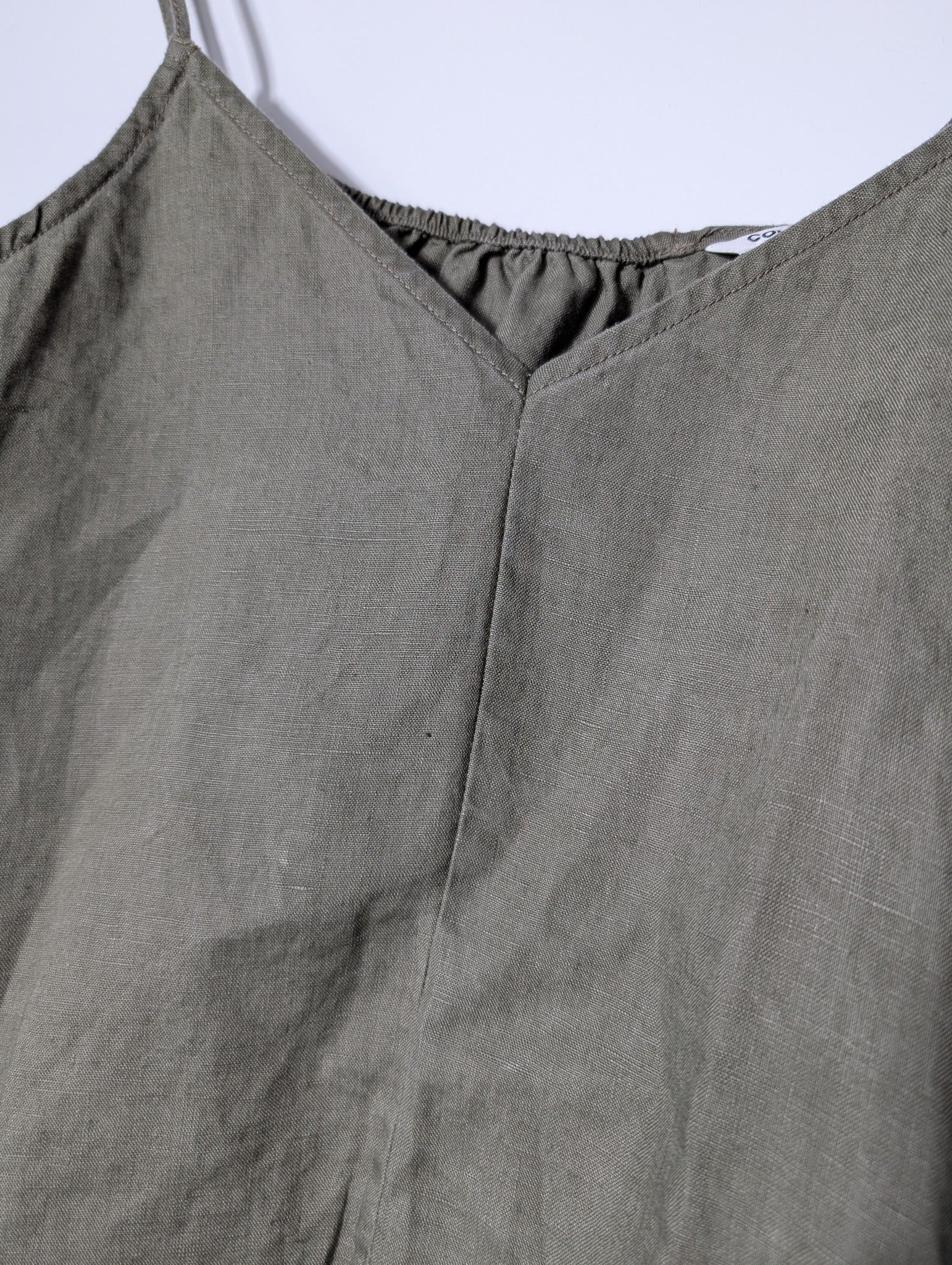 Billabong Linen Blend Cami Tank Top Olive Green Size 10 - Image 7