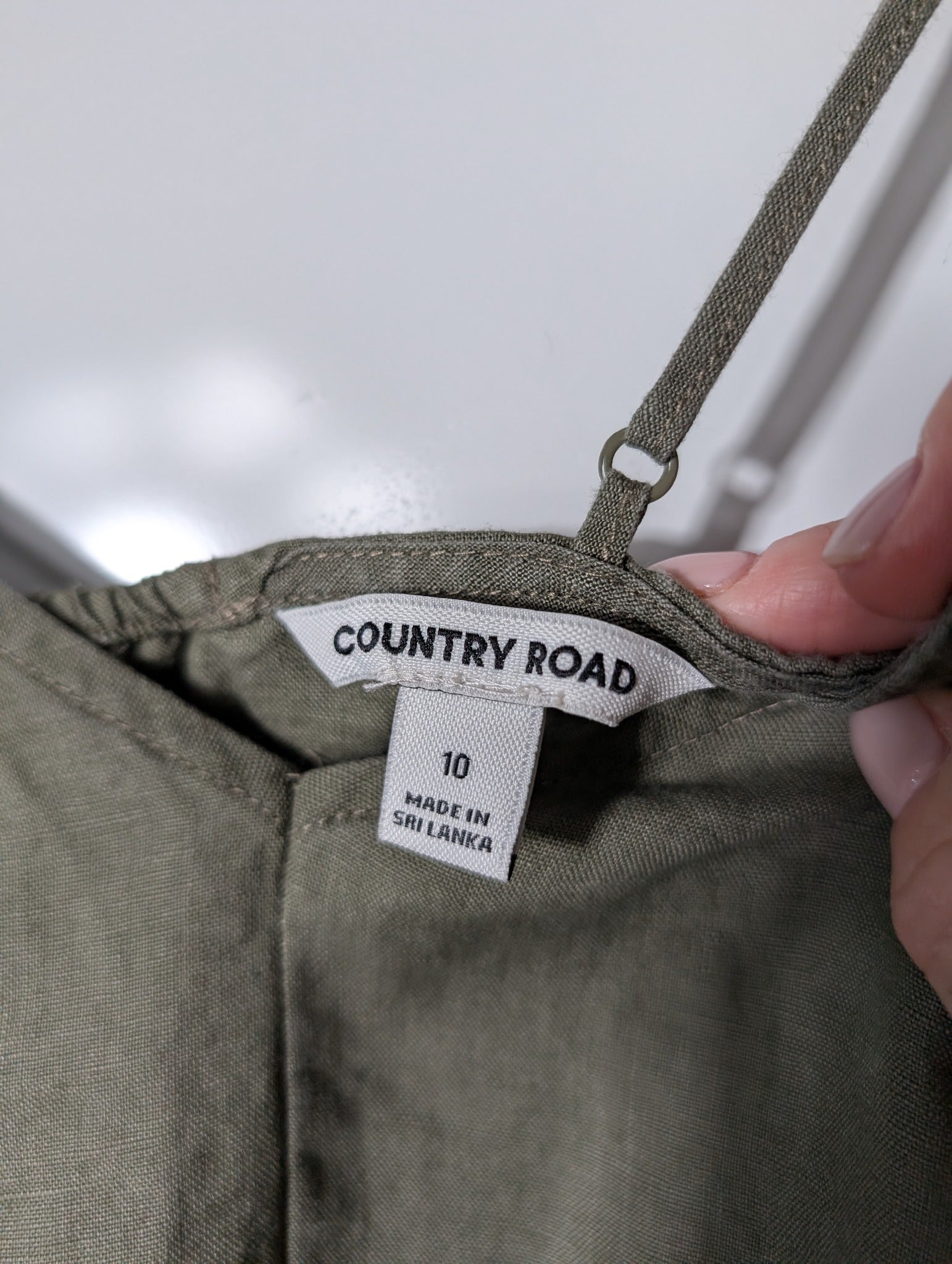 Billabong Linen Blend Cami Tank Top Olive Green Size 10 - Image 8