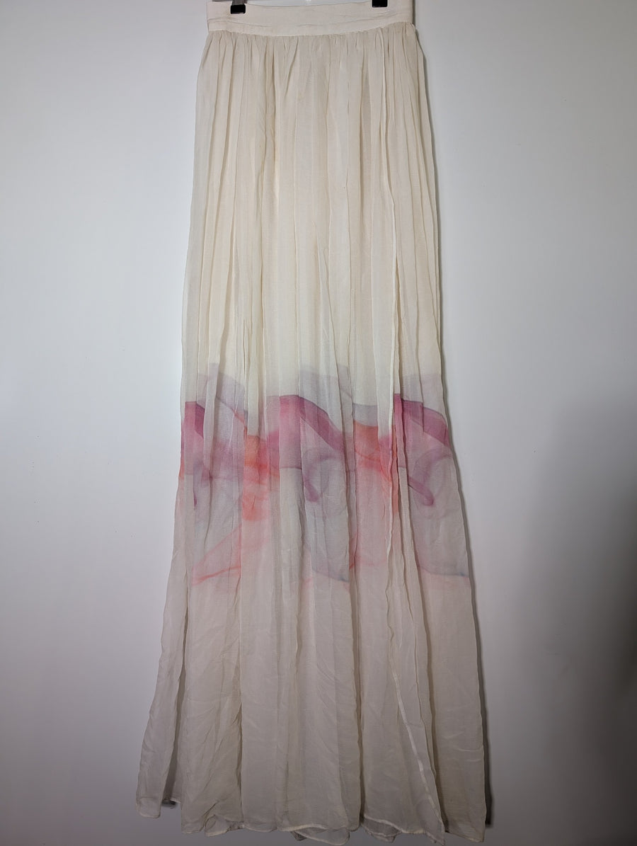 Merco Daron Pleated Chiffon Angel Sleeve Maxi Dress Pale Pink Size 12 - Image 9