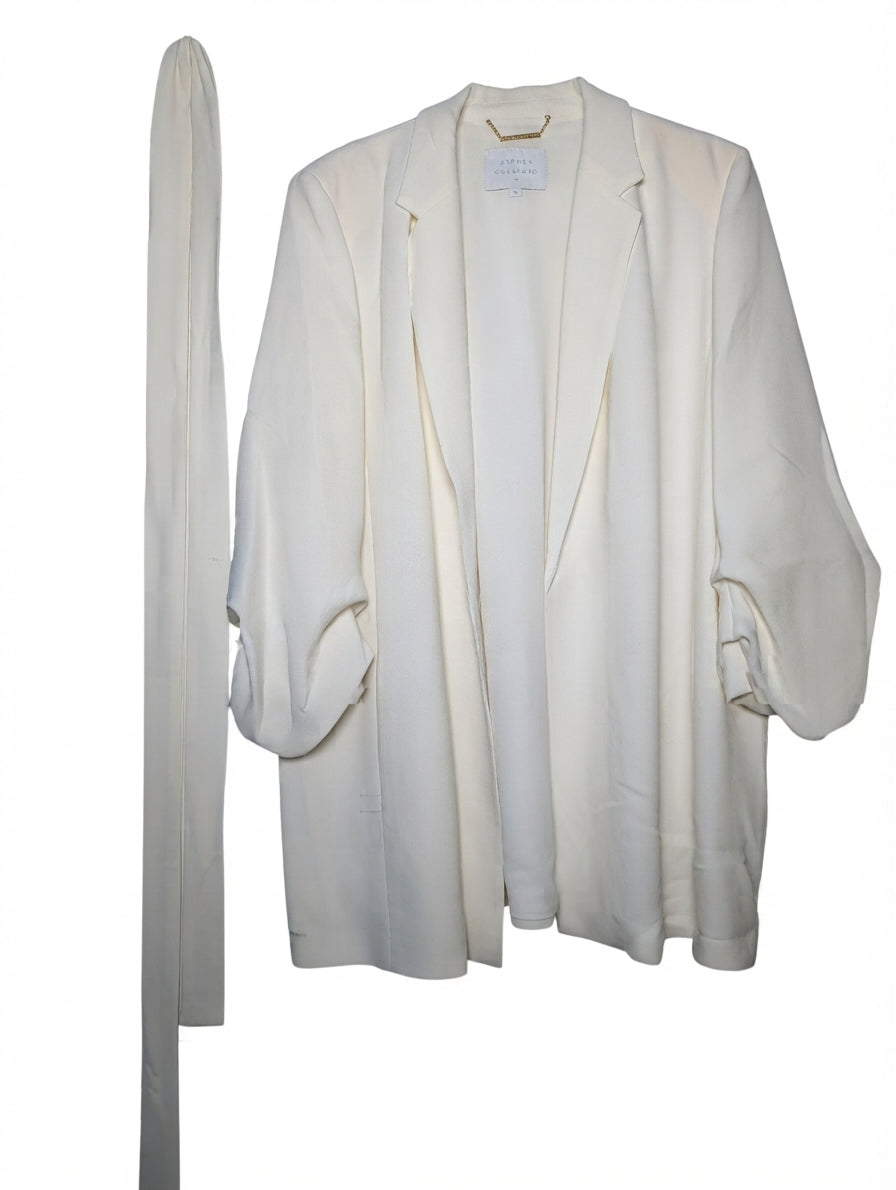 Anthea Crawford Crepe Blazer White Size 16 - Image 1