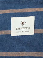Bastoncino Men's Linen Mandarin Collar Shirt Blue & Tan Striped - Image 6