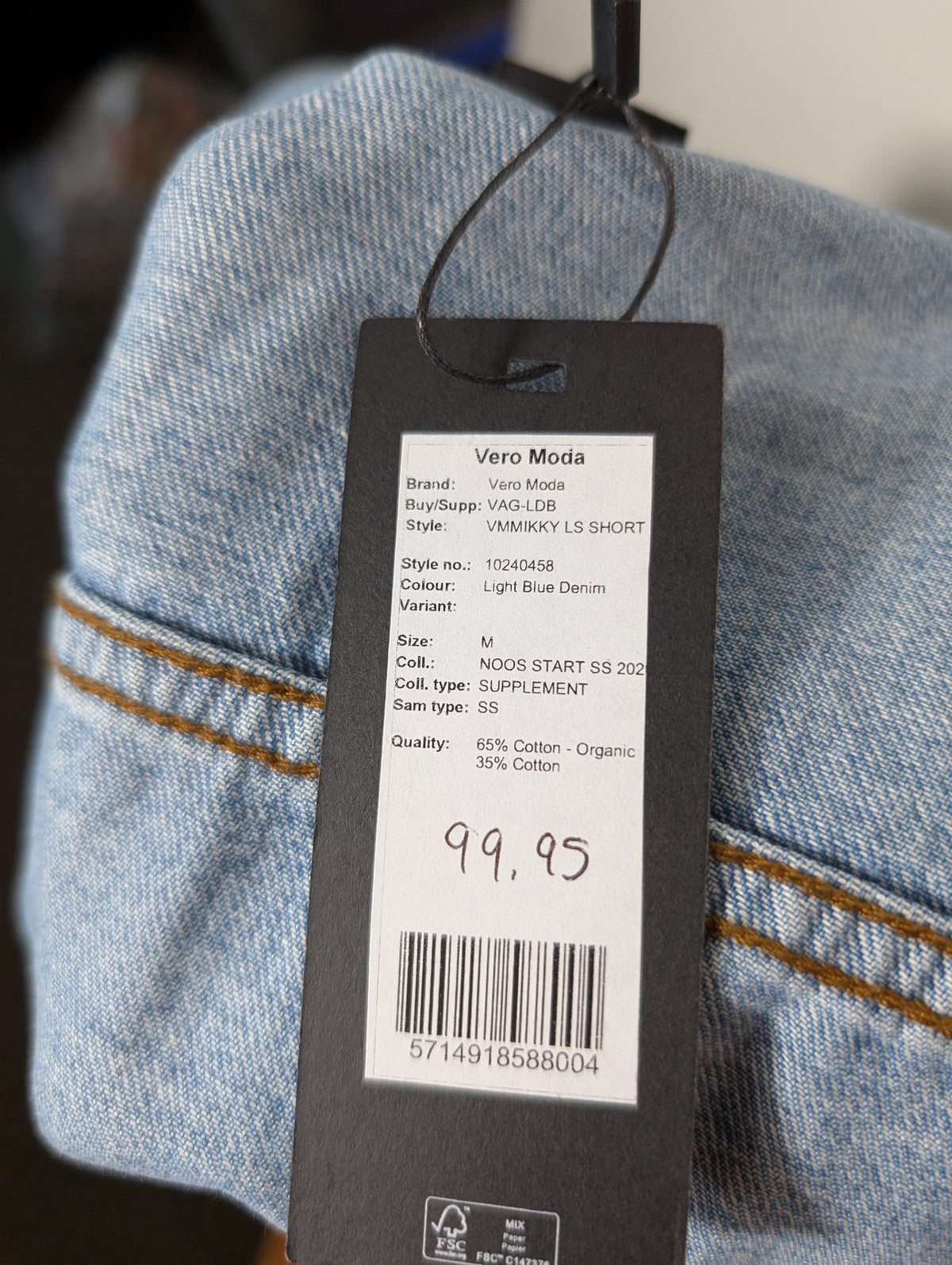 Vero Moda Denim Jacket Light Blue Cropped Size M - Image 8