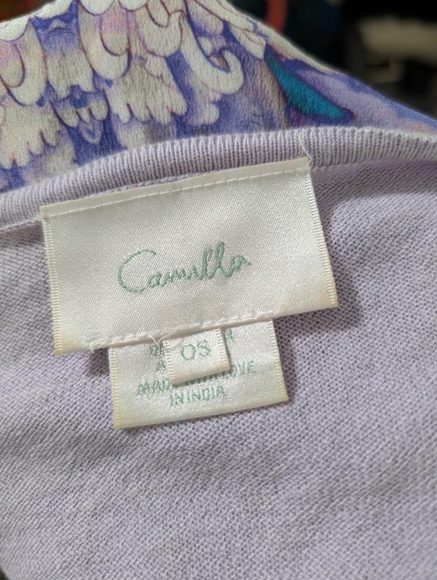 Camilla Australia Lavender Knit & Silk Floral Embellished Tunic - OS - Image 7