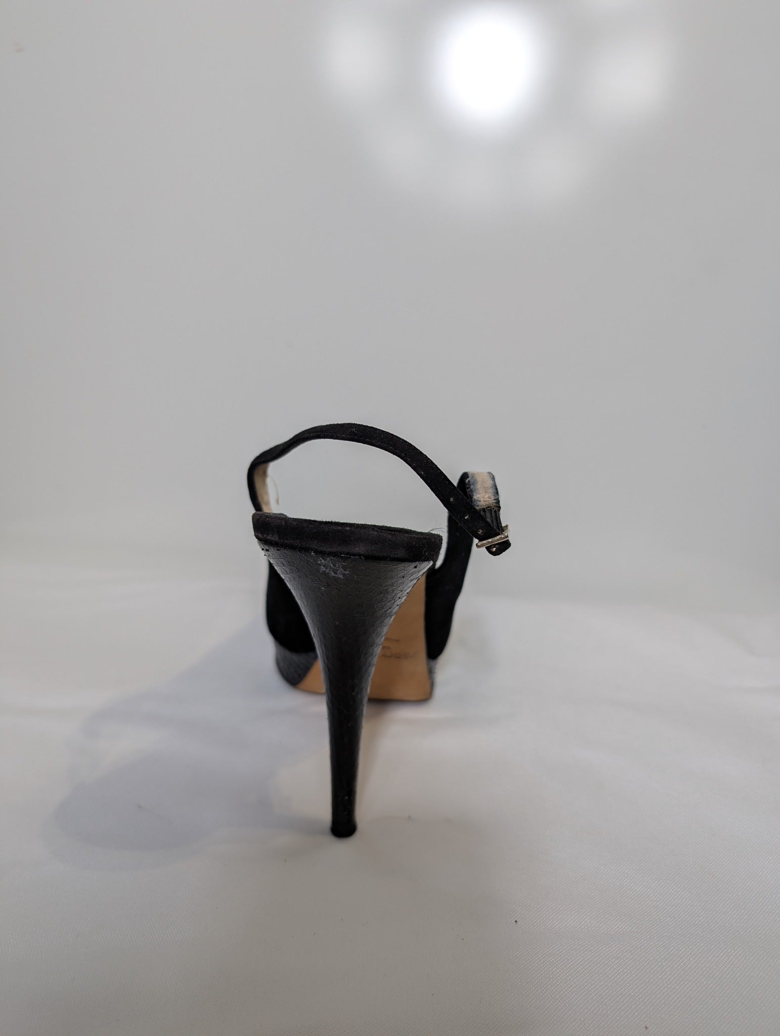 Jimmy Choo Suede Peep Toe Slingback Platform Heels Black Size 41 - Image 6