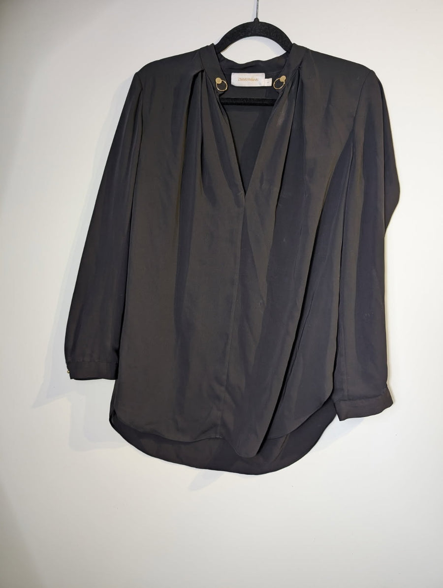 Zimmermann Black Blouse with Gold Hardware Detail Size 1 - Image 5