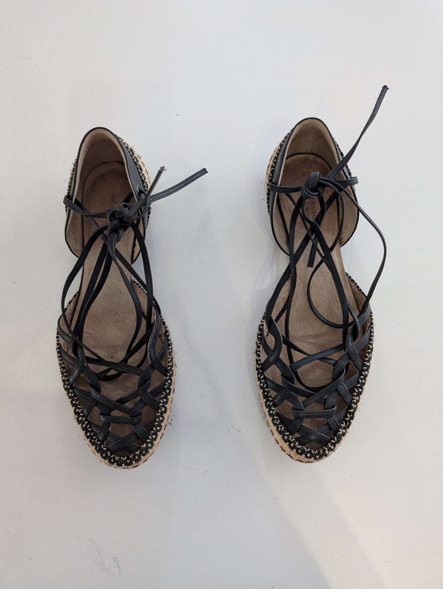 Dries Van Noten Lace-Up Espadrille Sandals Black Size 37.5 - Image 4