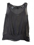 Collette Dinnigan Sleeveless Blouse Black Silk Embellished XS - Image 1