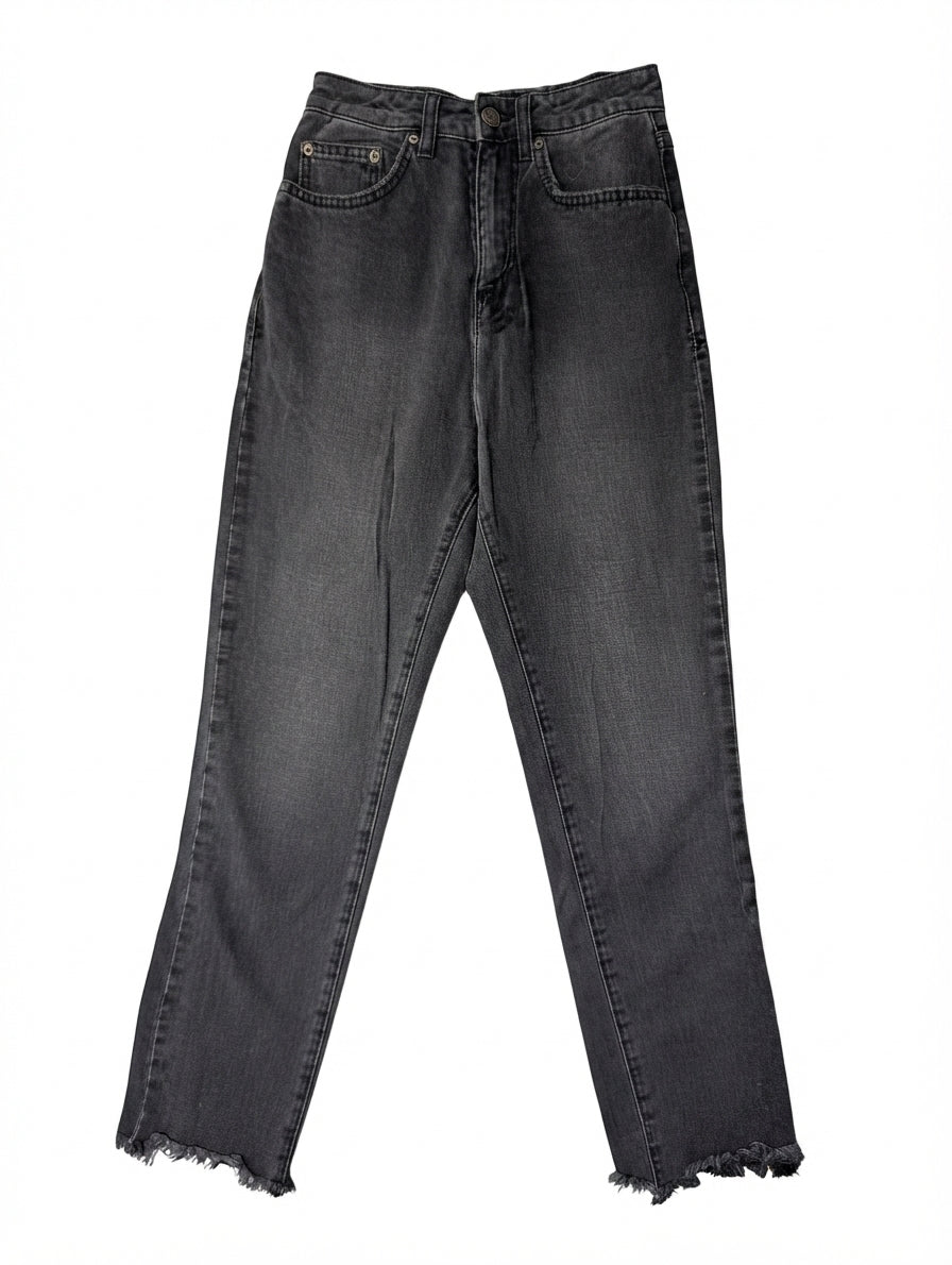 Ksubi High-Rise Denim Jeans Washed Black Raw Hem Size 23 - Image 1