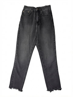 Ksubi High-Rise Denim Jeans Washed Black Raw Hem Size 23 - Image 1