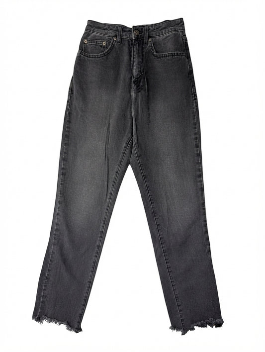 Ksubi High-Rise Denim Jeans Washed Black Raw Hem Size 23 - Image 1