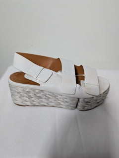 Clergerie Platform Espadrille Sandals White Leather EU 37.5 - Image 3