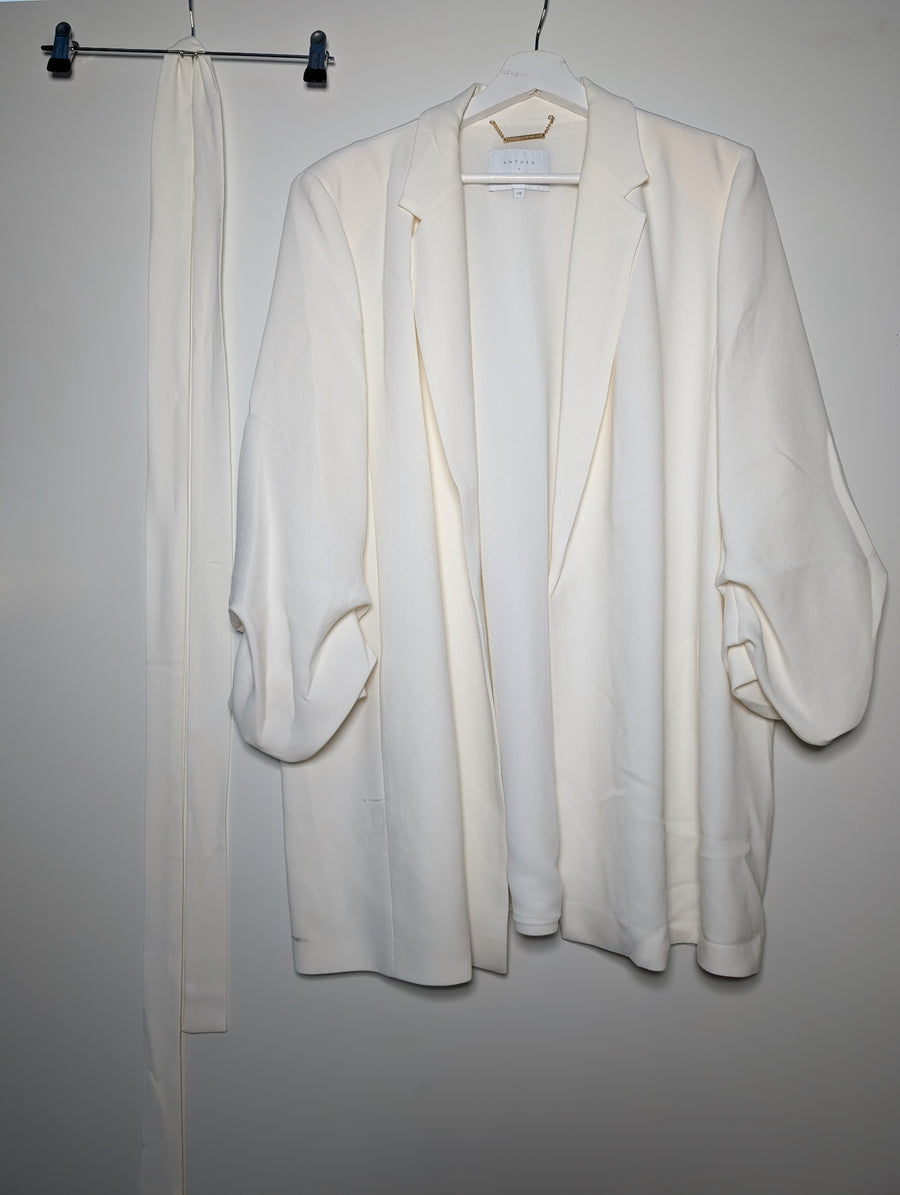 Anthea Crawford Crepe Blazer White Size 16 - Image 2