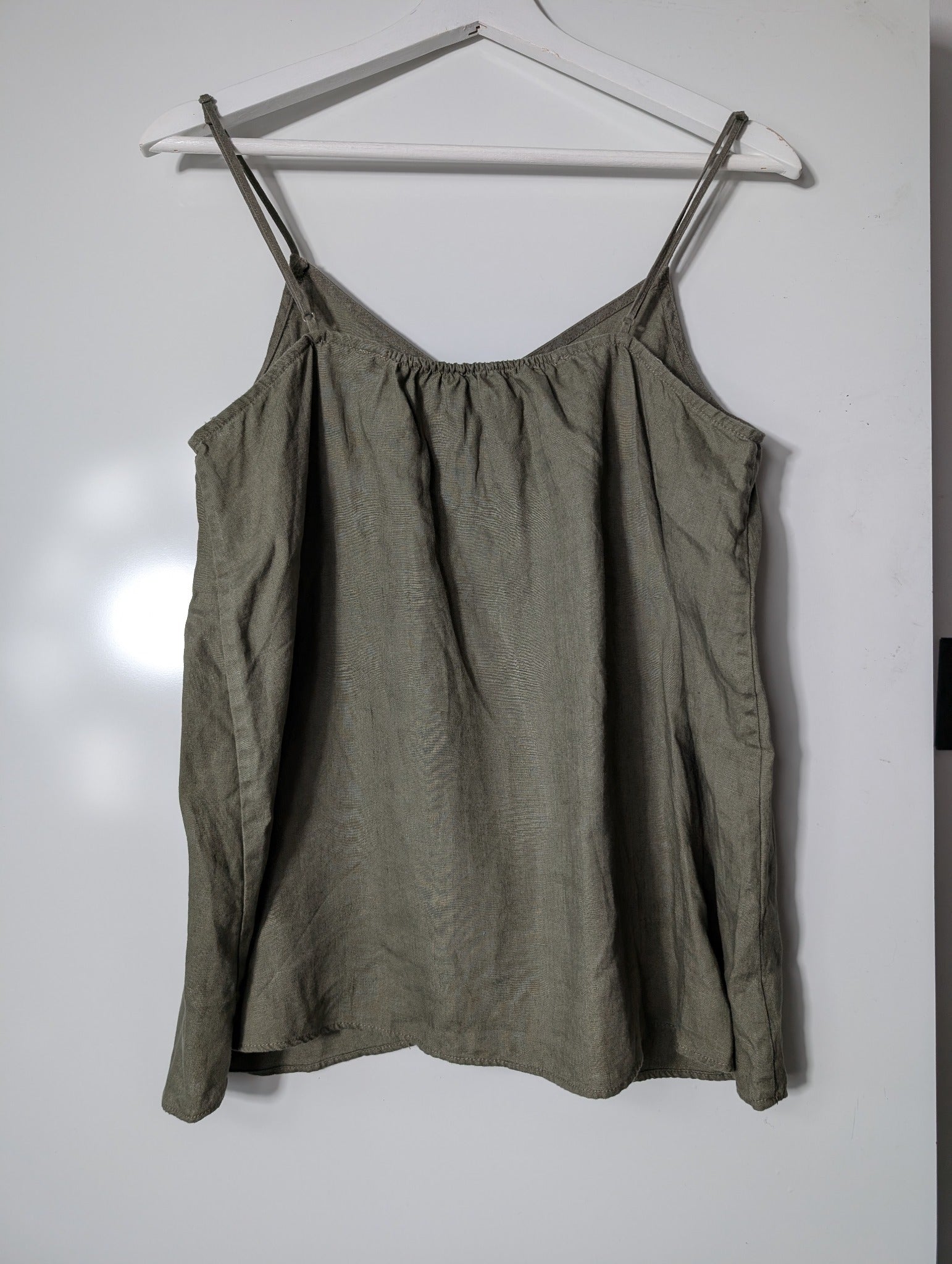 Billabong Linen Blend Cami Tank Top Olive Green Size 10 - Image 9