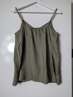 Billabong Linen Blend Cami Tank Top Olive Green Size 10 - Image 9