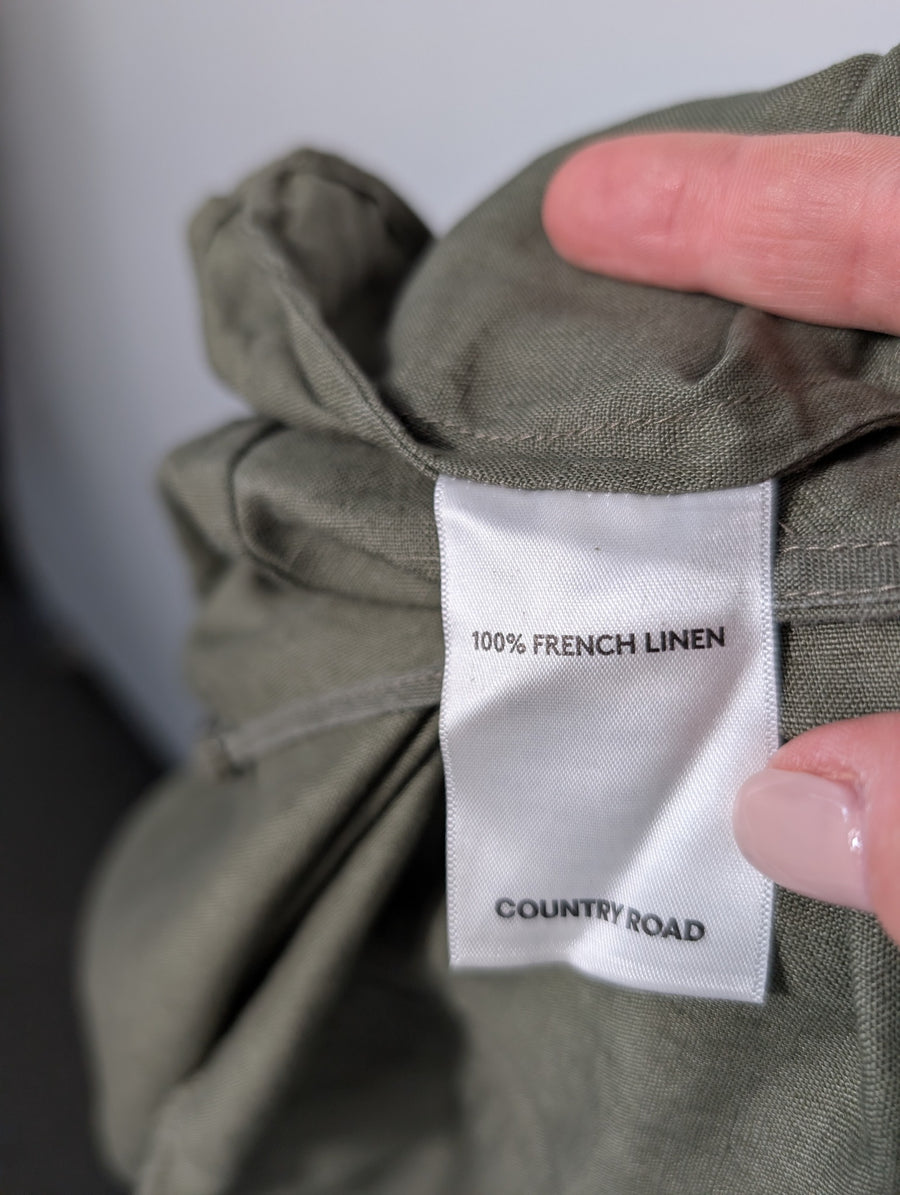 Billabong Linen Blend Cami Tank Top Olive Green Size 10 - Image 10
