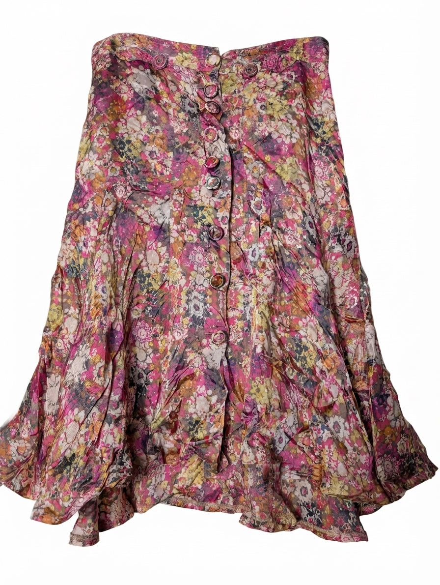 Scanlan & Theodore Floral Button-Front Midi Skirt Multicolour - Image 1