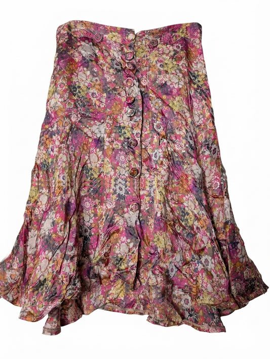 Scanlan & Theodore Floral Button-Front Midi Skirt Multicolour - Image 1