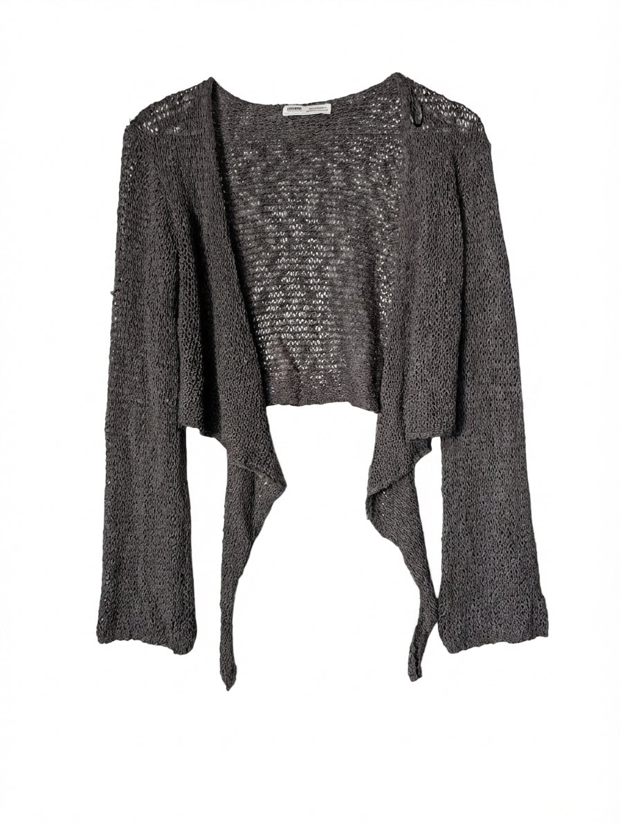 Pull&Bear Open Knit Cropped Cardigan Dark Grey Women's Size S - Image 1