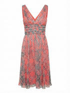 Collette Dinnigan Silk Chiffon Midi Dress Coral Leopard Print XS - Image 1