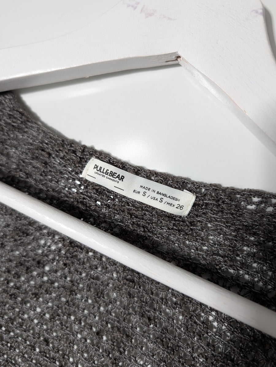 Pull&Bear Open Knit Cropped Cardigan Dark Grey Women's Size S - Image 3